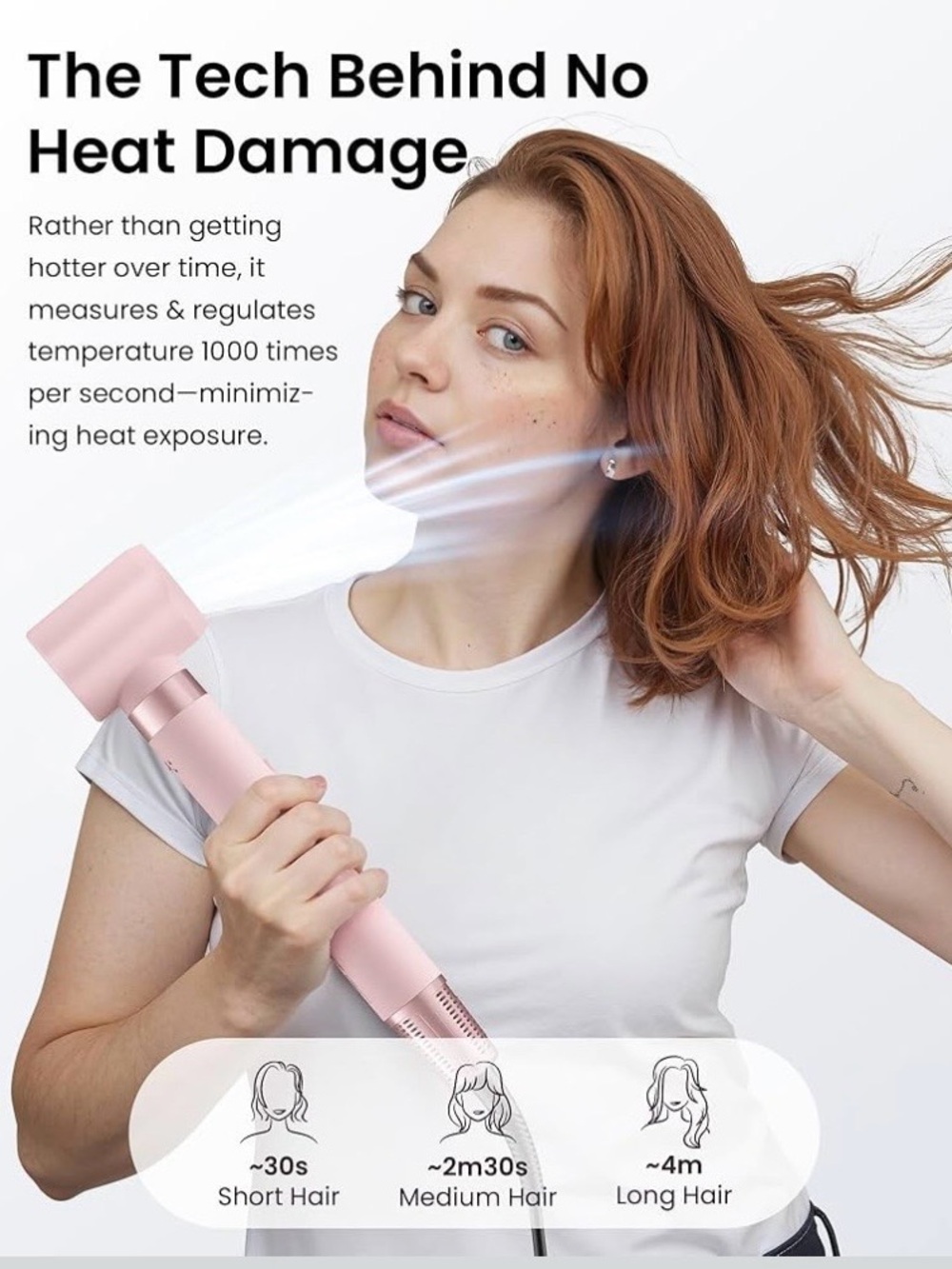 NEW 5-in-1 Hot Air Styler Auto Curlers Dryer Volumizing Brush Travel Bag Pink - Picture 3 of 6